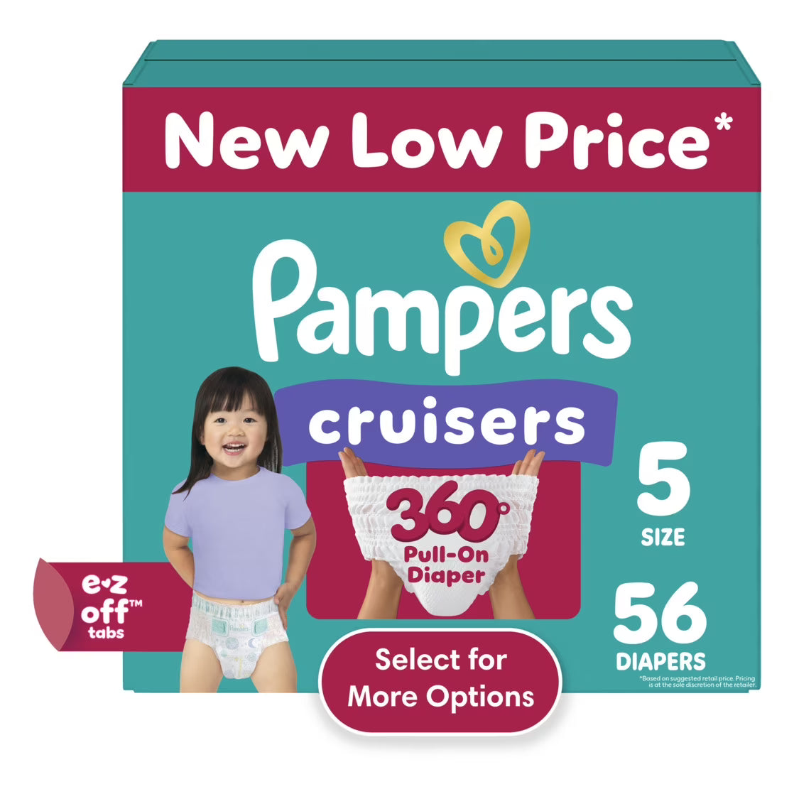 Pampers Cruisers 360 Baby Diapers 360 Size 5, 56 Count (Select for More Options)